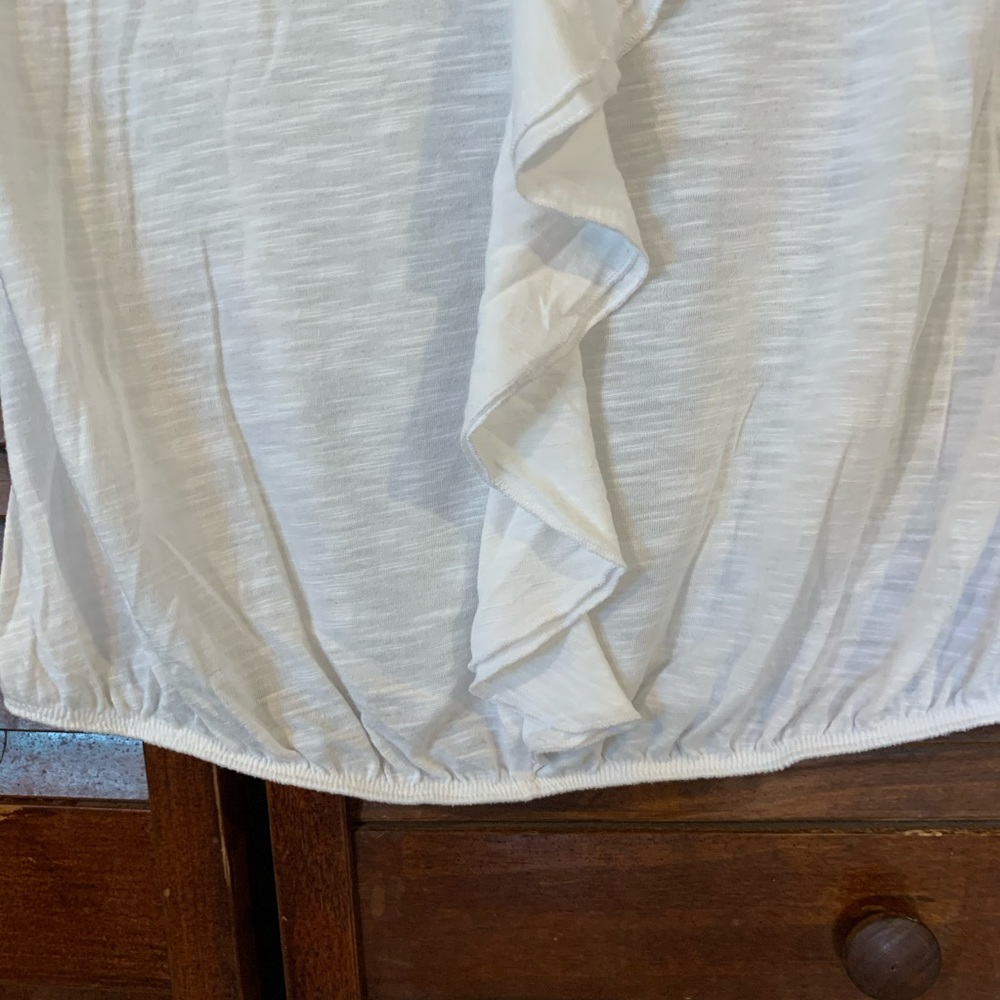 LOFT White Ruffle Sleeveless Top - Picture 3 of 4